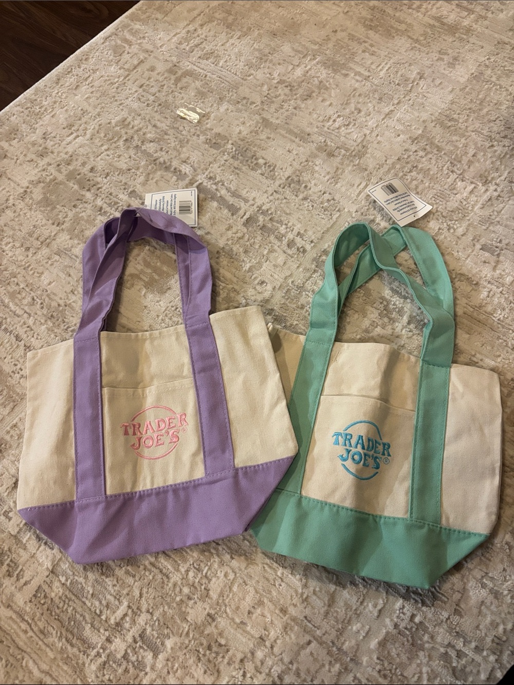 Trader Joe’s Canvas Tote Bag - Lavender or Mint Handles